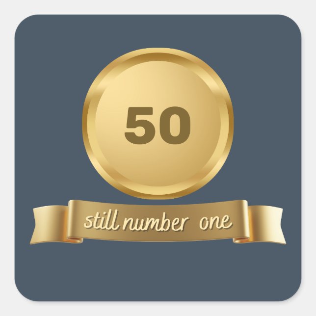 Pegatina Cuadrada Todavía número uno - cumpleaños (Anverso)