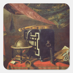 Pegatina Cuadrada Todavía vida con los instrumentos musicales