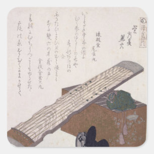 Pegatina Cuadrada Todavía vida con un Koto, c.1810