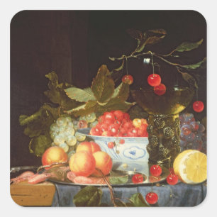Pegatina Cuadrada Todavía vida de la fruta
