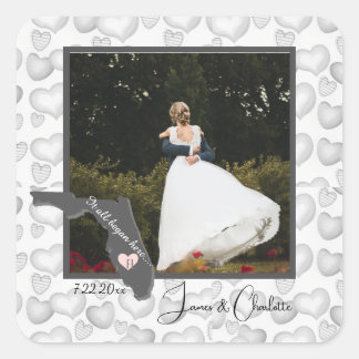 Pegatina Cuadrada Todo comenzó aquí, Florida, Pareja, Foto