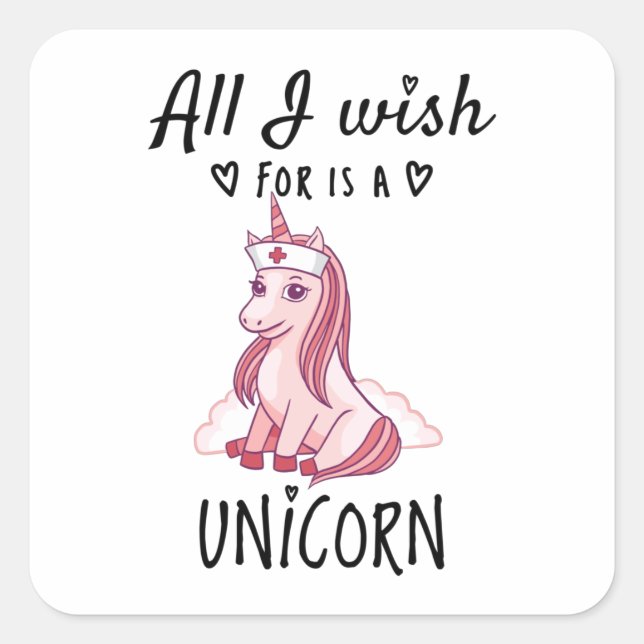 Pegatina Cuadrada Todo lo que deseo es una Unicornio (Anverso)