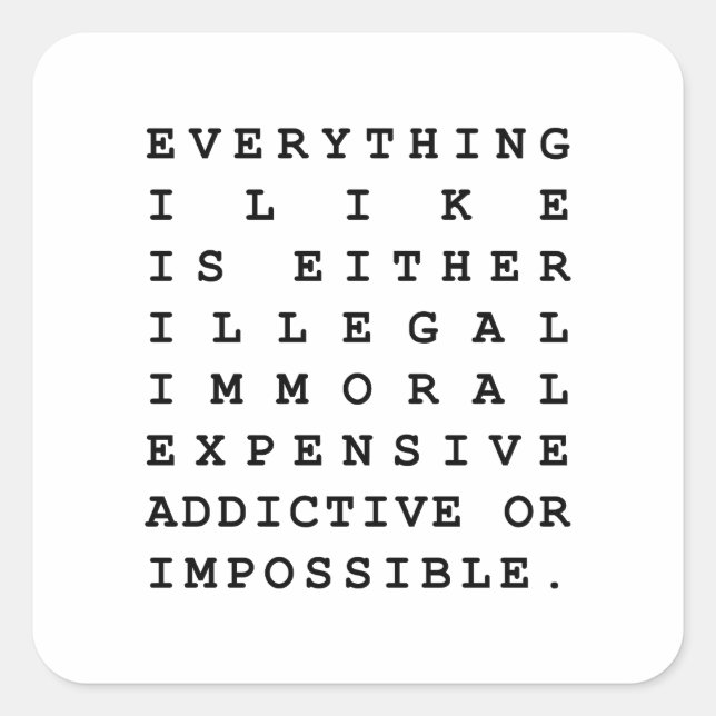 Pegatina Cuadrada Todo lo que me gusta (Anverso)