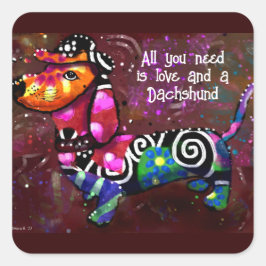 Pegatina Cuadrada Todo lo que necesitas es amor y arte abstracto de 