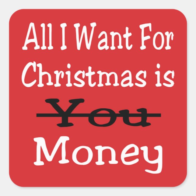 Pegatina Cuadrada Todo lo que Quiero para Navidad (Anverso)