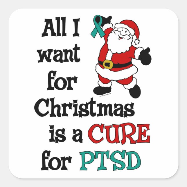 Pegatina Cuadrada Todo Lo Que Quiero Para Navidades/Santa...PTSD (Anverso)