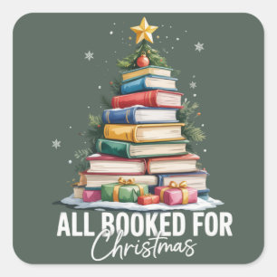 Pegatina Cuadrada Todo reservado para el regalo de Navidad Bibliotec