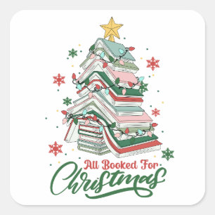 Pegatina Cuadrada Todo reservado para Navidad, Amante de los libros