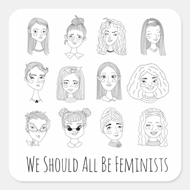 Pegatina Cuadrada Todos Deberíamos Ser Feministas (Anverso)