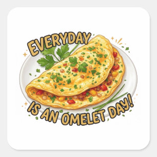 Pegatina Cuadrada Todos Los Días Es Un Día De Tortilla Desayuno Food