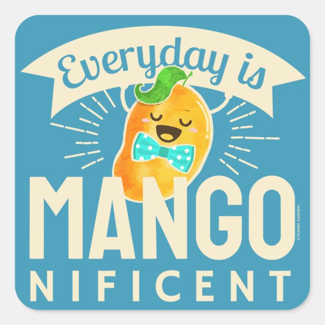 Pegatina Cuadrada Todos los días son Mango Pun (Anverso)