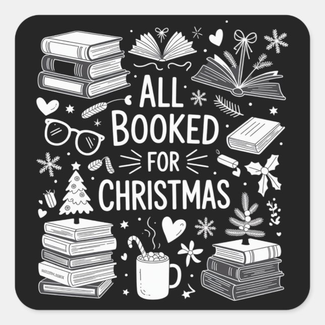 Pegatina Cuadrada Todos los libros para Navidades Reserva Lover Rega (Anverso)
