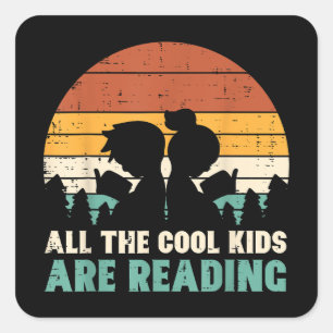 Pegatina Cuadrada Todos los niños están leyendo el libro de lectura