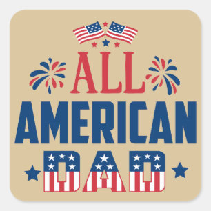 Pegatina Cuadrada Todos los papás americanos