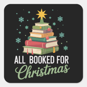 Pegatina Cuadrada Todos reservados para libros de árboles de Navidad