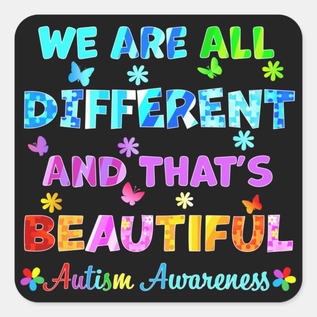 Pegatina Cuadrada Todos somos diferentes (Anverso)