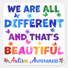 Pegatina Cuadrada Todos somos diferentes