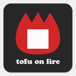 Pegatina Cuadrada 📛 tofu en llamas
