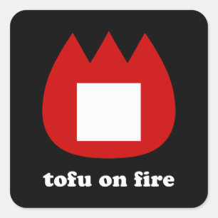 Pegatina Cuadrada 📛 tofu en llamas