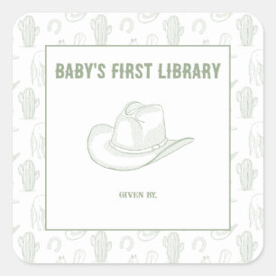 Pegatina Cuadrada Toile de Jouy Green Cowboy - LA PRIMERA BIBLIOTECA