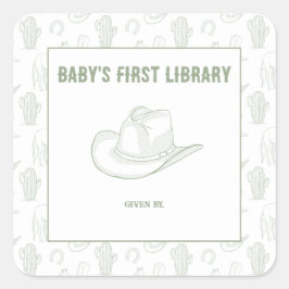 Pegatina Cuadrada Toile de Jouy Green Cowboy - PRIMERA BIBLIOTECA DE