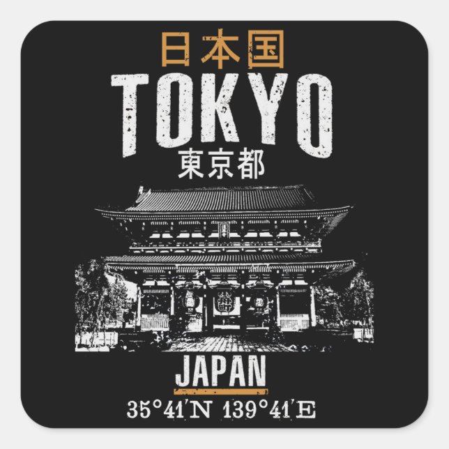 Pegatina Cuadrada Tokio (Anverso)