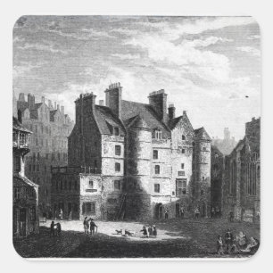 Pegatina Cuadrada Tolbooth antigua, Edimburgo