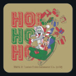 Pegatina Cuadrada Tom and Jerry Delivering Gifts In A Sleigh<br><div class="desc">Check out Tom and Jerry sliding in through town on their sleigh,  delivering holiday presents for all!</div>