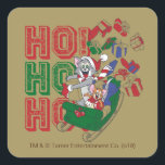 Pegatina Cuadrada Tom and Jerry Delivering Gifts In A Sleigh<br><div class="desc">Check out Tom and Jerry sliding in through town on their sleigh,  delivering holiday presents for all!</div>