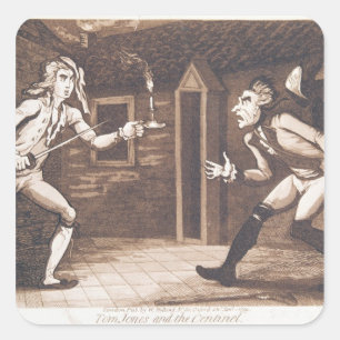 Pegatina Cuadrada Tom Jones y el Centinel, 1799
