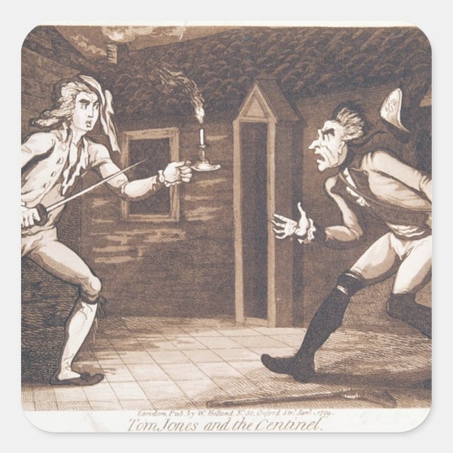 Pegatina Cuadrada Tom Jones y el Centro, 1799 (Anverso)