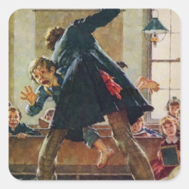 Pegatina Cuadrada Tom Sawyer - Golpes de maestro de escuela