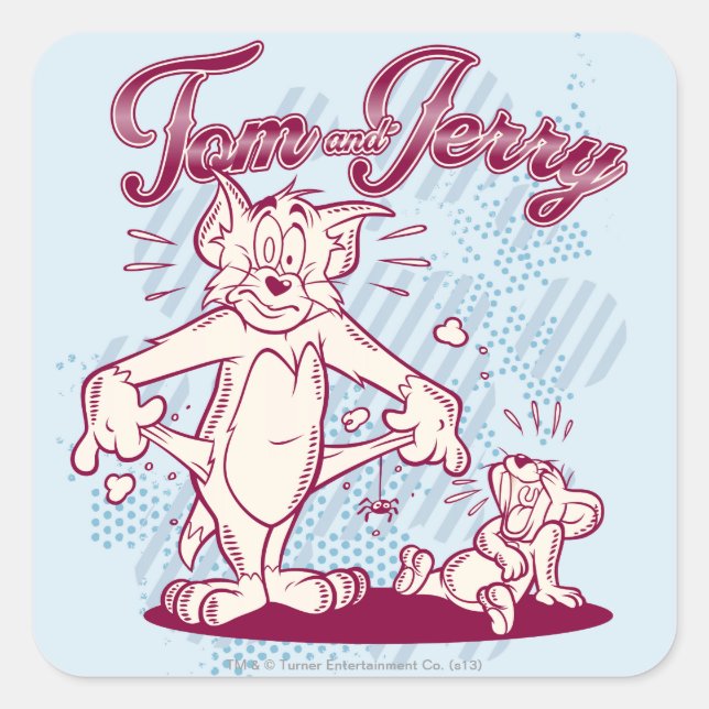Pegatina Cuadrada Tom y Jerry Broke (Anverso)