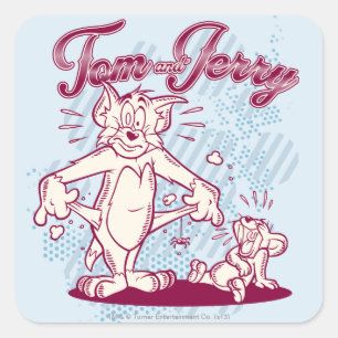 Pegatina Cuadrada Tom y Jerry Broke