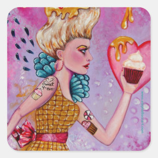 Pegatina Cuadrada Toma el pastel y corre