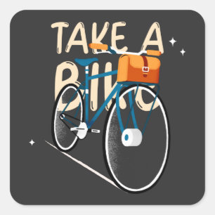 Pegatina Cuadrada Toma una bicicleta