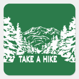 Pegatina Cuadrada Toma una cita de Hike en el paisaje de montaña mon