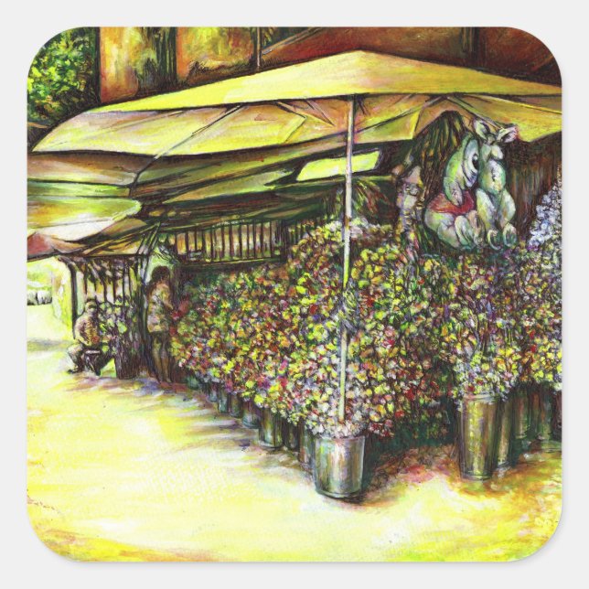 Pegatina Cuadrada Tomada de la posesión de los poderes (Anverso)