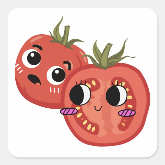 Pegatina Cuadrada Tomate en Awe  (Anverso)