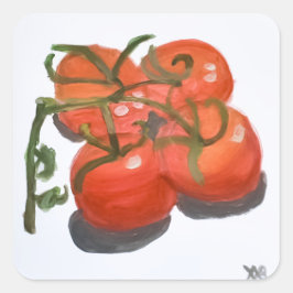 Pegatina Cuadrada Tomates rojos en el vino