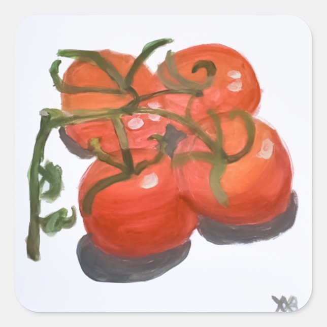 Pegatina Cuadrada Tomates rojos en el vino (Anverso)