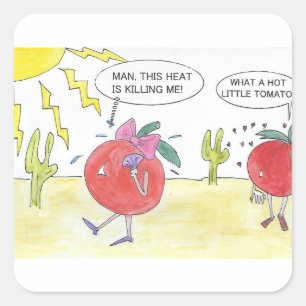 PEGATINA CUADRADA TOMATO CALIENTE