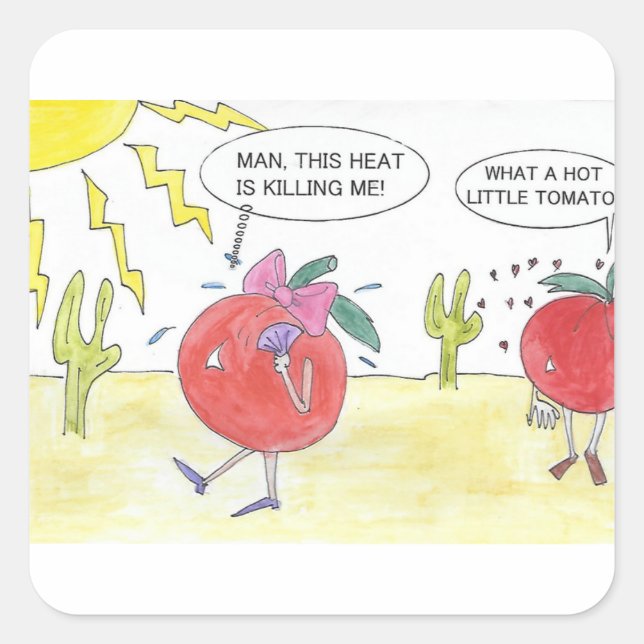 PEGATINA CUADRADA TOMATO CALIENTE (Anverso)