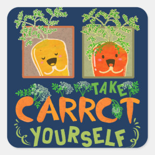 Pegatina Cuadrada Tome Carrot usted mismo   Carrot Pun