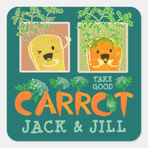 Pegatina Cuadrada Tome Good Carrot Jack & Jill   Pun motivador