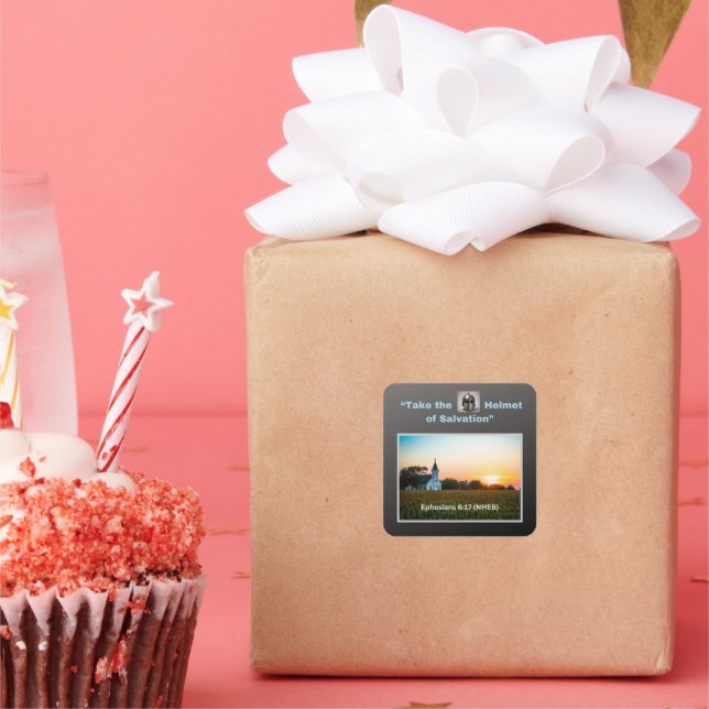 Pegatina Cuadrada Tomemos el Casco de la Salvación - Pegatinas de la (Fiesta)