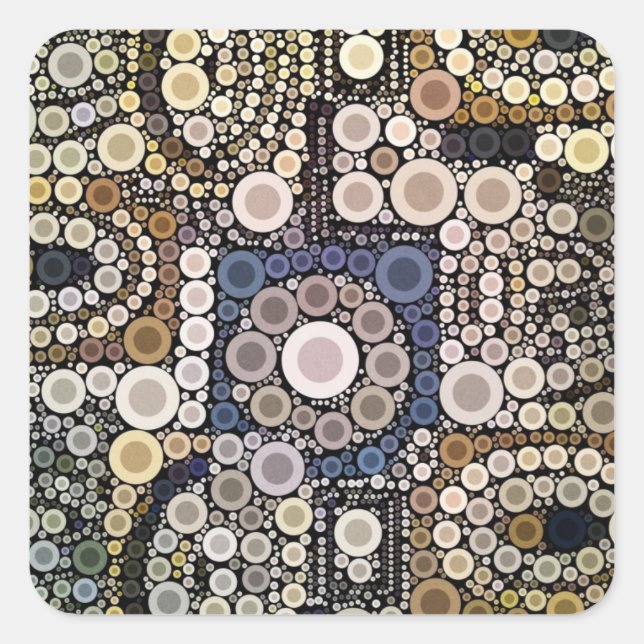 Pegatina Cuadrada Tones de la Tierra Círculos Concéntricos Patrón mo (Anverso)