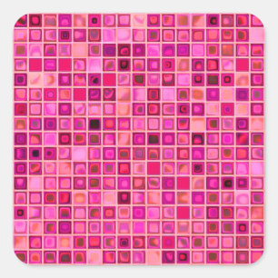 Pegatina Cuadrada Tonos De Mosaico Oscuro Rosa