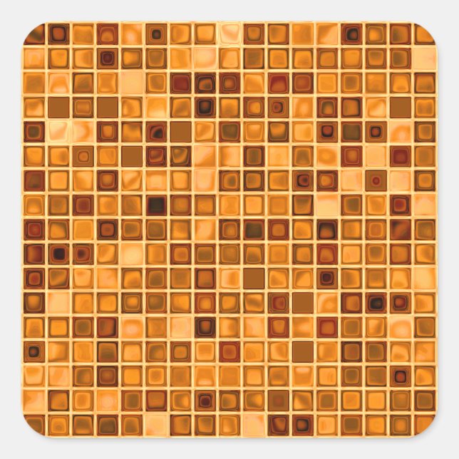 Pegatina Cuadrada Tonos De Rust Naranja Patrón De Mosaico 'Aguas' (Anverso)