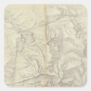 Pegatina Cuadrada Topográfico de la Cuenca del Río Verde